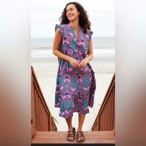 NWT Simply Southern Mavis Ruffle Dress Flamingos  Collection Size Small